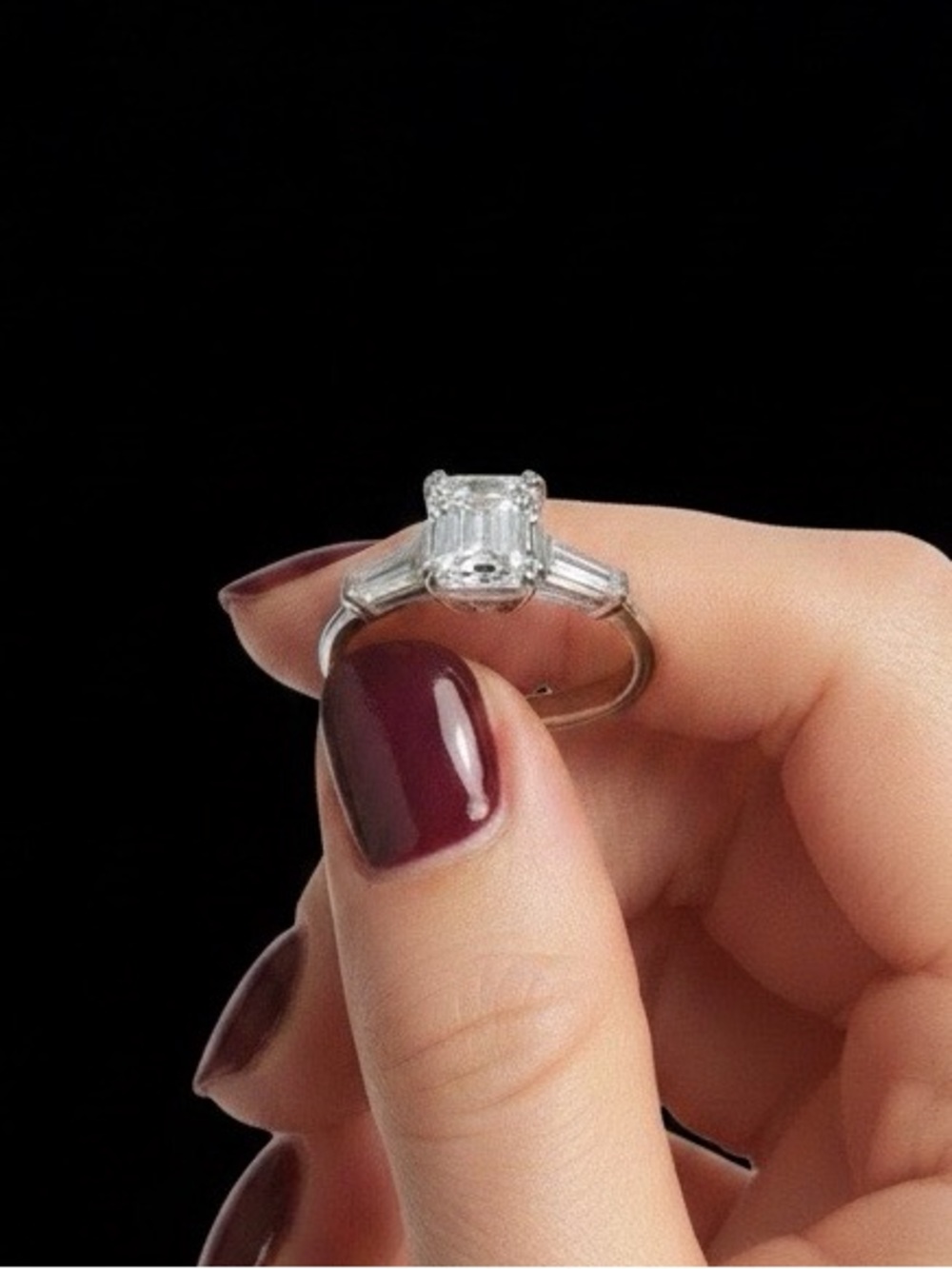Sterling Silver Emerald Cut Engagement Ring Size 8 - Picture 6 of 9